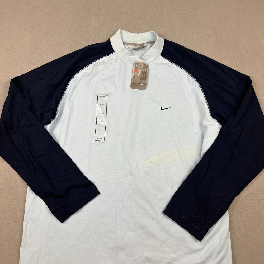 Vintage Nike Shirt Men 2XL Bllue Solid Swoosh Crew Pullover Deadstock Y2K 2005